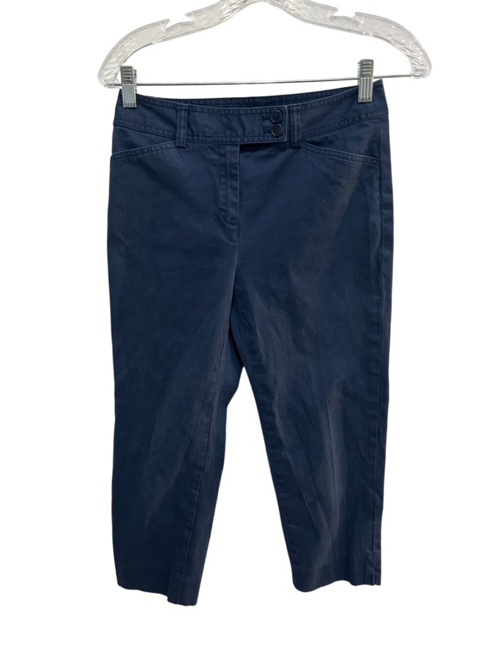 Jones New York Navy Slim Fit Stretch Capri Pants Size 2P Signature Petite Chic